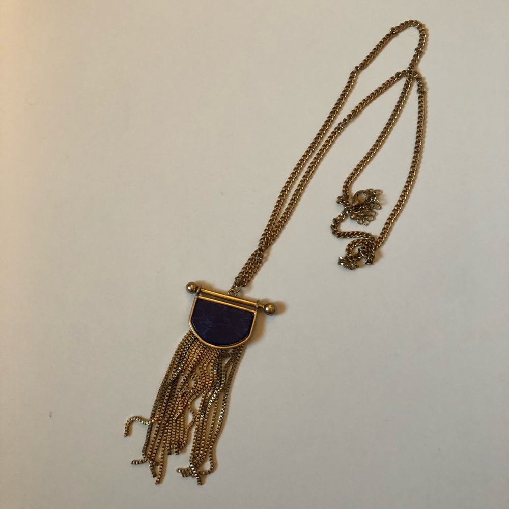 Blue Tassel Statement Necklace - Picture 2 of 3
